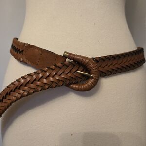 Vintage Brown Braided Leather Belt